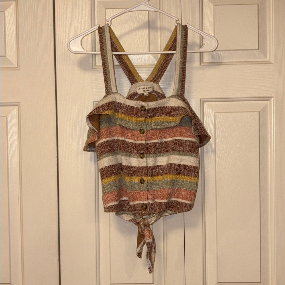 Madewell Texture & Thread Multicolor Striped Button Tank Top